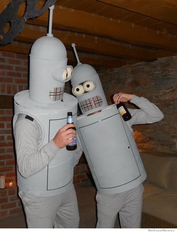 Robots Having Beer in Halloween